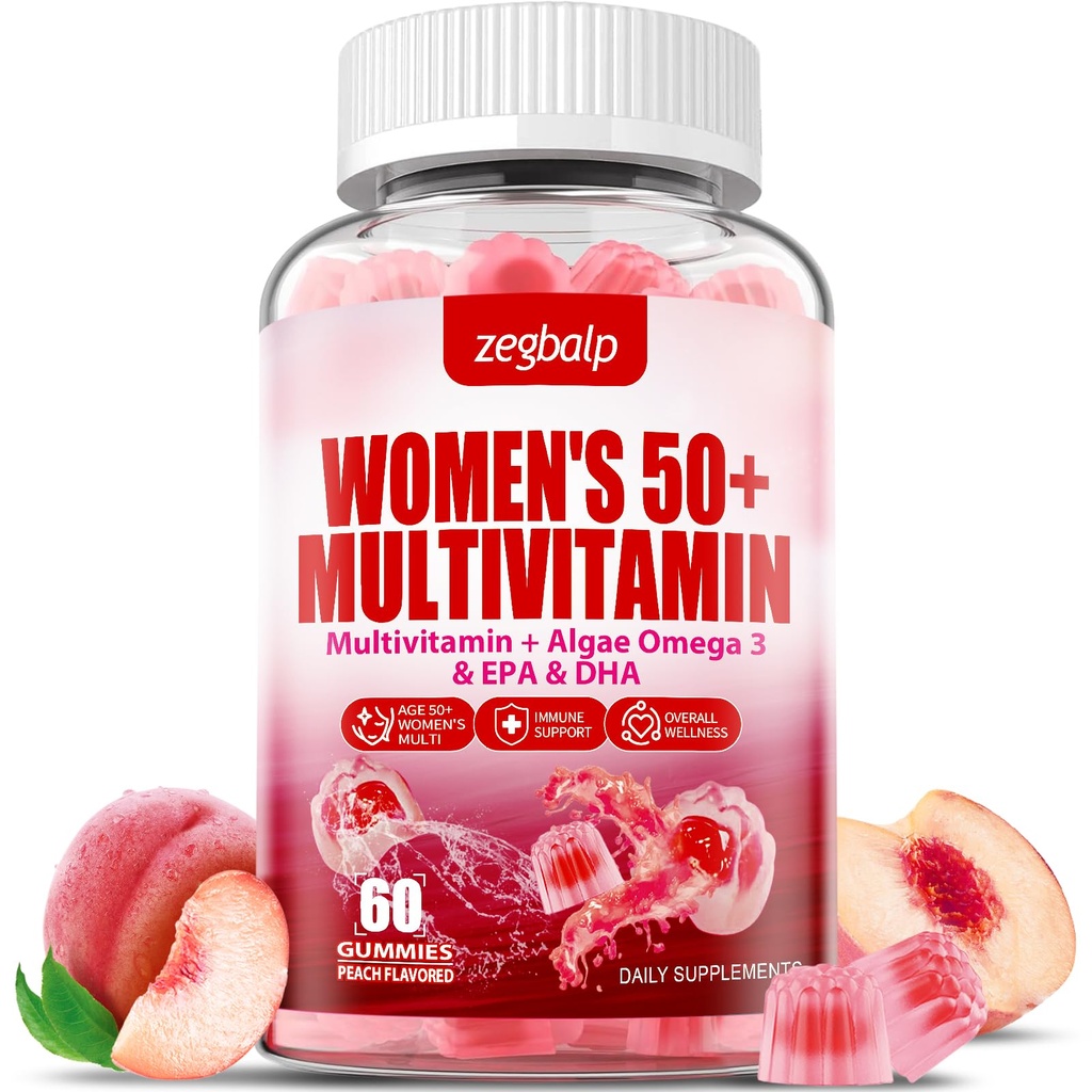 无糖妇女 50+ 含钙,镁,锌,维生素A, C, D3, E, K2, B 复合体, Folate, Biotin - 多维生素和矿物质用于皮肤,能源,免疫支持