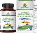 Brieofood 有机涡轮装有黑椒1500mg,45个服务型,蔬菜型,Gluten Free型,90个蔬菜片