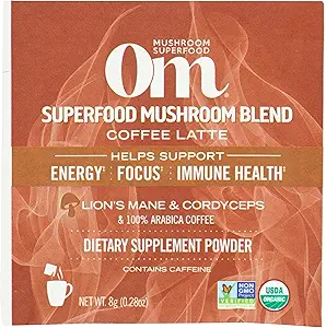 Om 蘑菇 超级食品 有机蘑菇 动力 咖啡 拉特 混合剂 0.28 OZ