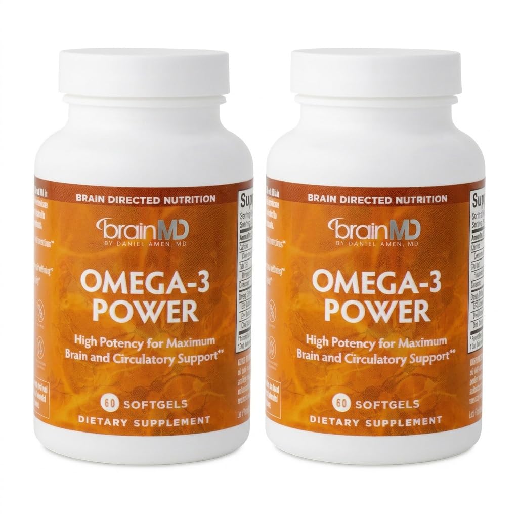 BrainMD博士 阿门·奥米加-3 Power - 60 Capsules, pack of 2 - 联合和免疫支持补充 - 包含 DHA & EPA - Gluten Free - 60 总服务