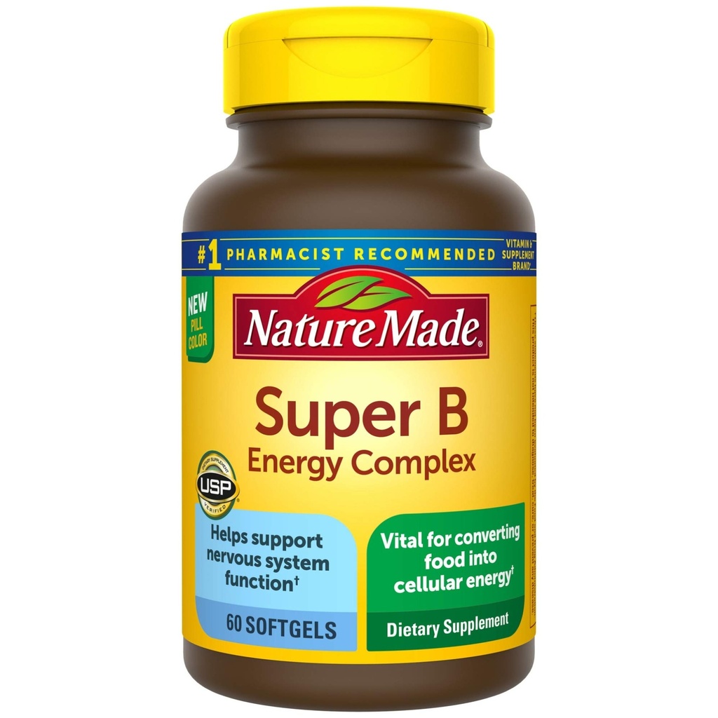 Nature Made Super B Energy Complex,神经系统支持的饮食补充,60 Softgels,60天供应
