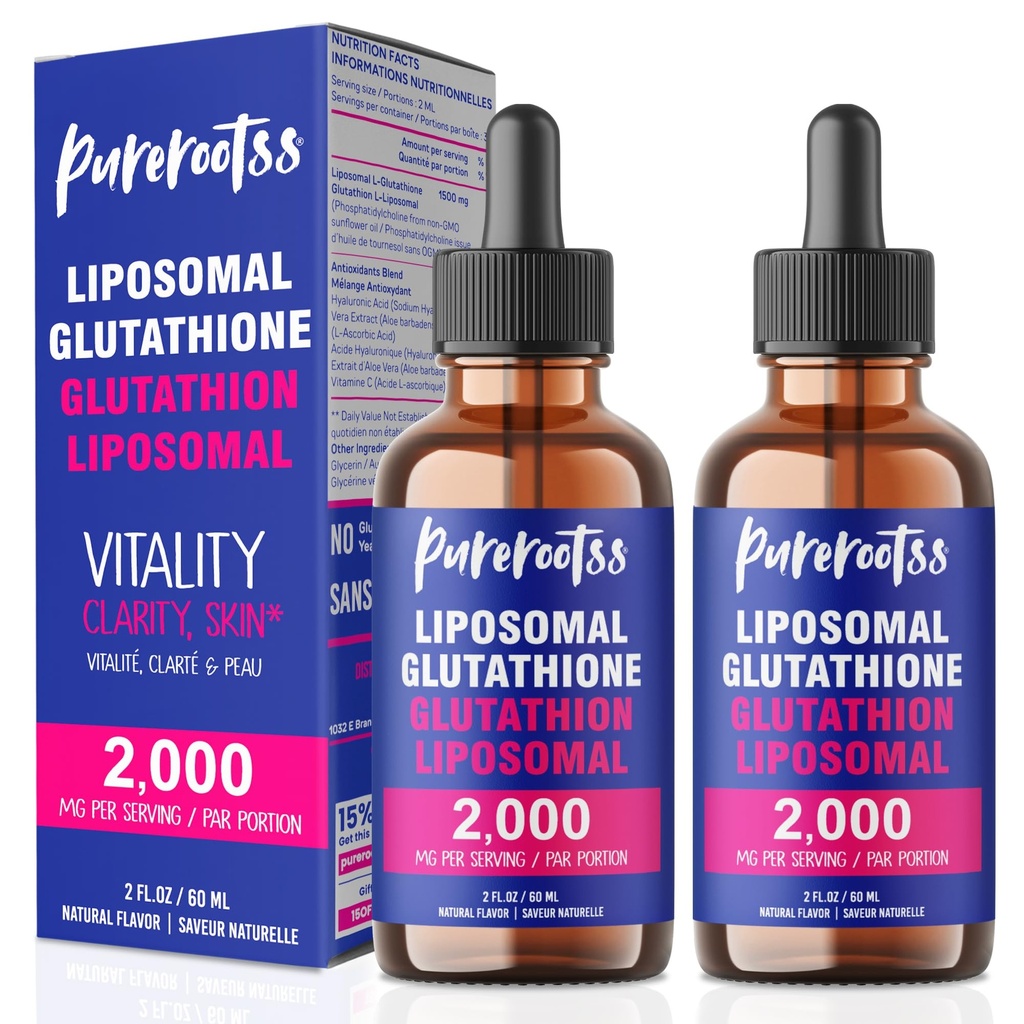 Liposomal Glutathione 液体补充剂(包件2),吸收率98%,维生素C,L-Glutathione,每瓶2 Fl Oz