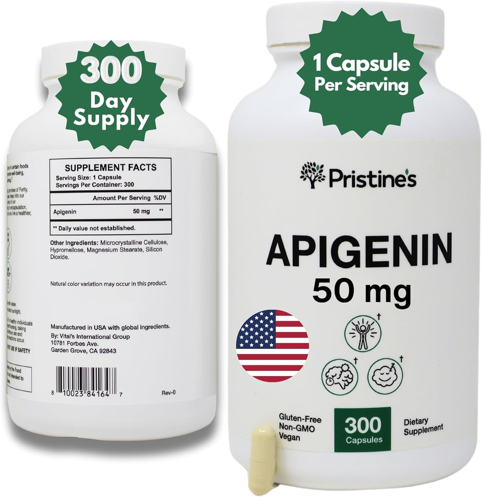 PRISTINE的Apigenin 50mg 300 睡眠盖-前列腺支持补充剂