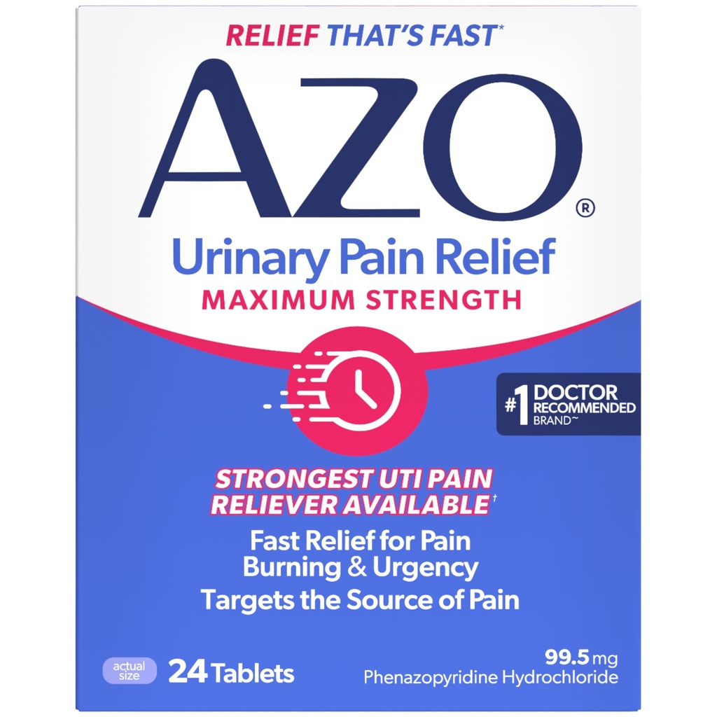 AZO Urinary Pain Relief Maximum Strength, Fast Relief of UTI Pain, 24 Count