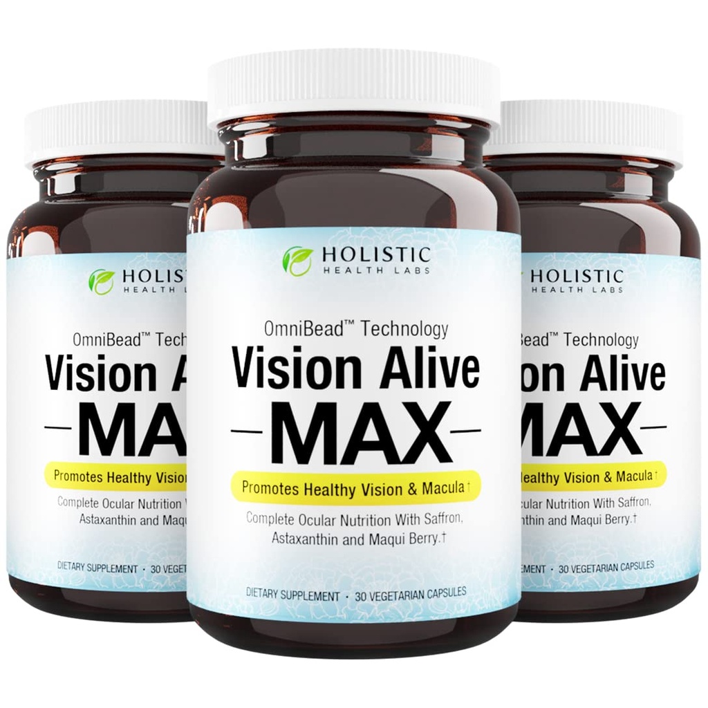 综合健康实验室 视觉活命 Max 配有8种天然成份 Lutemax 2020, Bilberry, Blueberry, c3g 来自黑曲兰, Maqui Berry, Saffron, 和 Astaxanthin (30 Counter (Pack of 3))