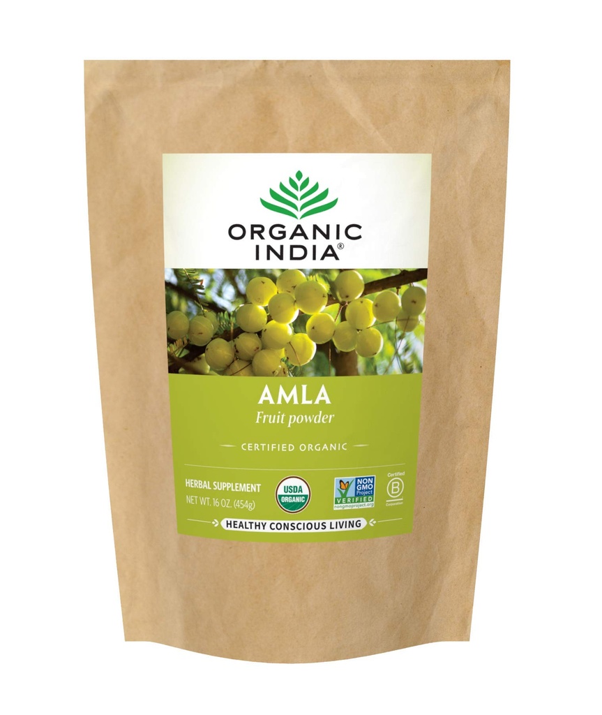 ORGANIC INDIA Amla 粉末 - Amalaki Indian Gooseberry, 免疫支持, 免疫系统维生素C, Vegan, Ayurvedic 超食品,抗氧化剂,非GMO, Amla 粉末促进毛发生长,有机 - 1升b