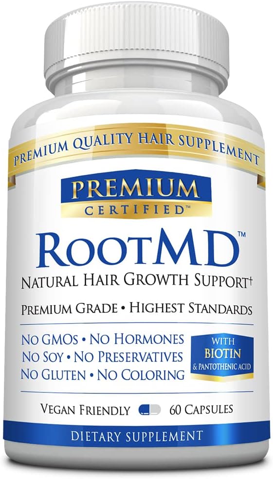 RootMD - 刺激毛发生长,再生蛋白,改善Scalp环流 - 生物锡,铜,Tocopheryl 乙酸盐,Saw Palmetto - 所有天然 Vegan 友好型 - 60 Capsules