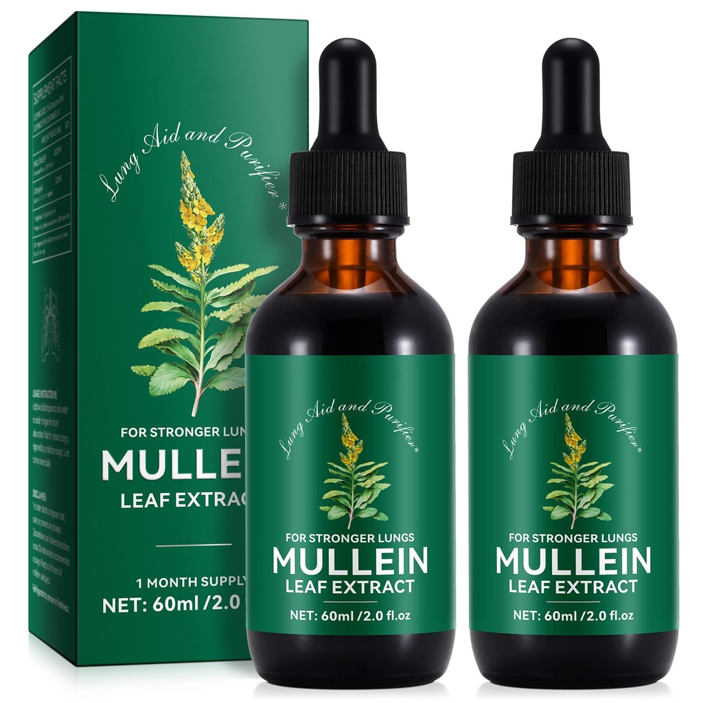 Mullein Drops for Lungs 4 Fl Oz - Mullein Leaf Fracis for Lungs with Chlorophyll - 天然草药补充 肺清洁,呼吸支持,靴子豁免,消化性健康