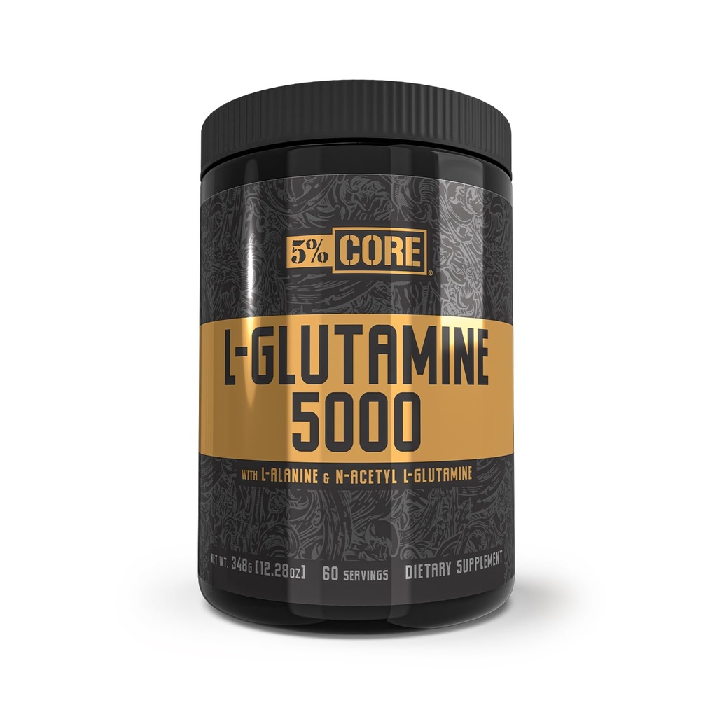 5% 营养 核心L-Glutamine 5000 补充w/L-Alanine + Immune + 消化支持 + 氨基酸 肌肉构建者 工作后恢复 + 不受欢迎(60种服务)