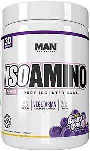 人体育 ISO-Amino纯隔离BCAAs - 构建精益肌肉 - 分支链氨酸粉 - Keto BCAA - 加速恢复 - 210格拉姆,30个服务 - 葡萄泡泡