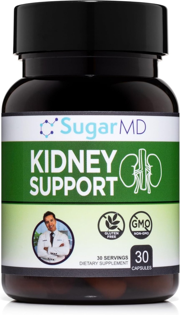 SugarMD Kidney Support Formula 30 Capsules – Kidney Support Supplement for Healthy Kidney Function – Non-GMO & Gluten Free Kidney Supplements for Men & Women – (30-Day Supply)