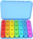 Odaro周刊药丸组织者 4 Times a Day, Daily Pill Box 7 Day, 大型旅行药丸案, 28 Competment to Hold Medicine, Vitamin and Supplement - Blue Case (中文).