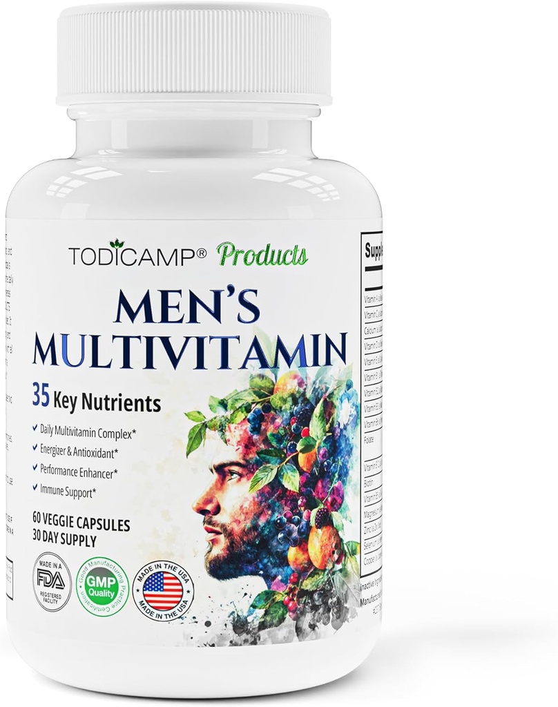 男子多维特敏和矿物质综合体与植物提取物——男子多维特敏改善整体健康,抗氧化剂和自然体支持——60卡普尔——30天供应.