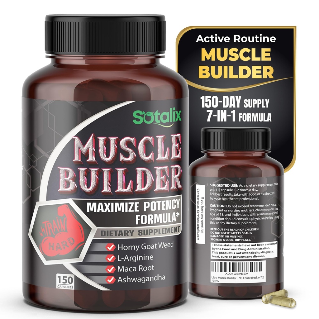 L-Arginine & Tribulus 的 Ultra肌肉构建器补编 – 体育培训支持 – 150 Capsules(150天供应)