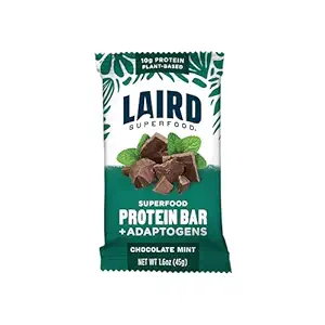 Laird Superfood 功能蛋白棒 – 蛋白棒 但与真实成份更好, 功能蘑菇 10g 植物基蛋白, 6g Fiber - 非GMO - Mint巧克力, 10 Counter (Pack of 1).
