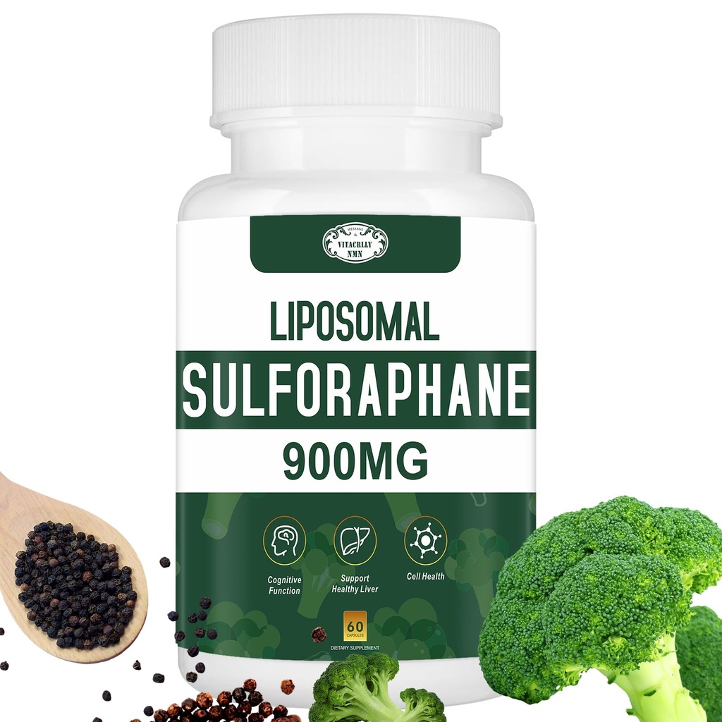 900MG Liposomal Sulforaphane Supplement Broccoli Extract, Liver Supplement for Antioxidant, Digestion, Cellular Health 60 Capsules