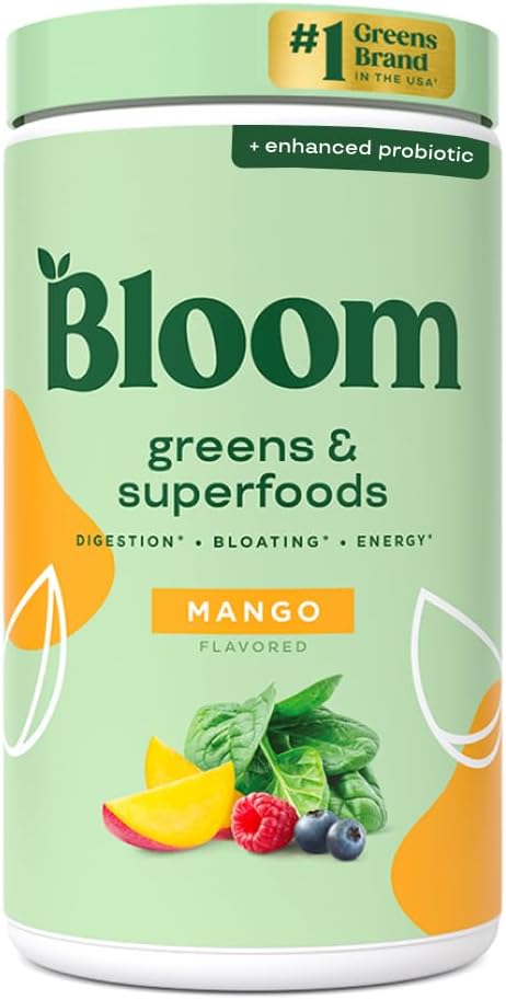 布鲁姆营养超食品 绿粉 与Probiotics和Prebiotics的消化酶 Gut Health 与女性的Bloating Relief 氯拉 绿色汁混合 与甜菜根粉 60 SVG 芒果