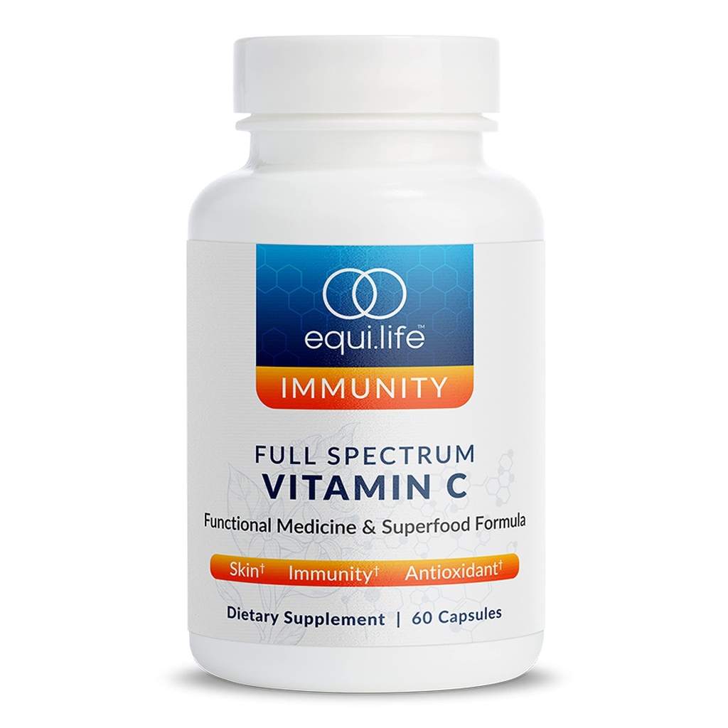 Equilife Full Spectrum Vitamin C 配有 Quercetin, Hibiscus, 和 Rutin, 植物基抗氧化剂配方, Gluten Free, Soy and Dairy Free, 非 GMO, 易用, 60 Capsules