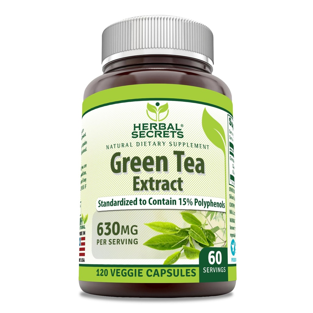 草药秘诀 绿色茶叶摘录 630 Mg Pervice QQ Veggie Capsule Supplement QQN-GMO Gluten Free QQQ 在美国制造 (1 Pack, 120 Counter)