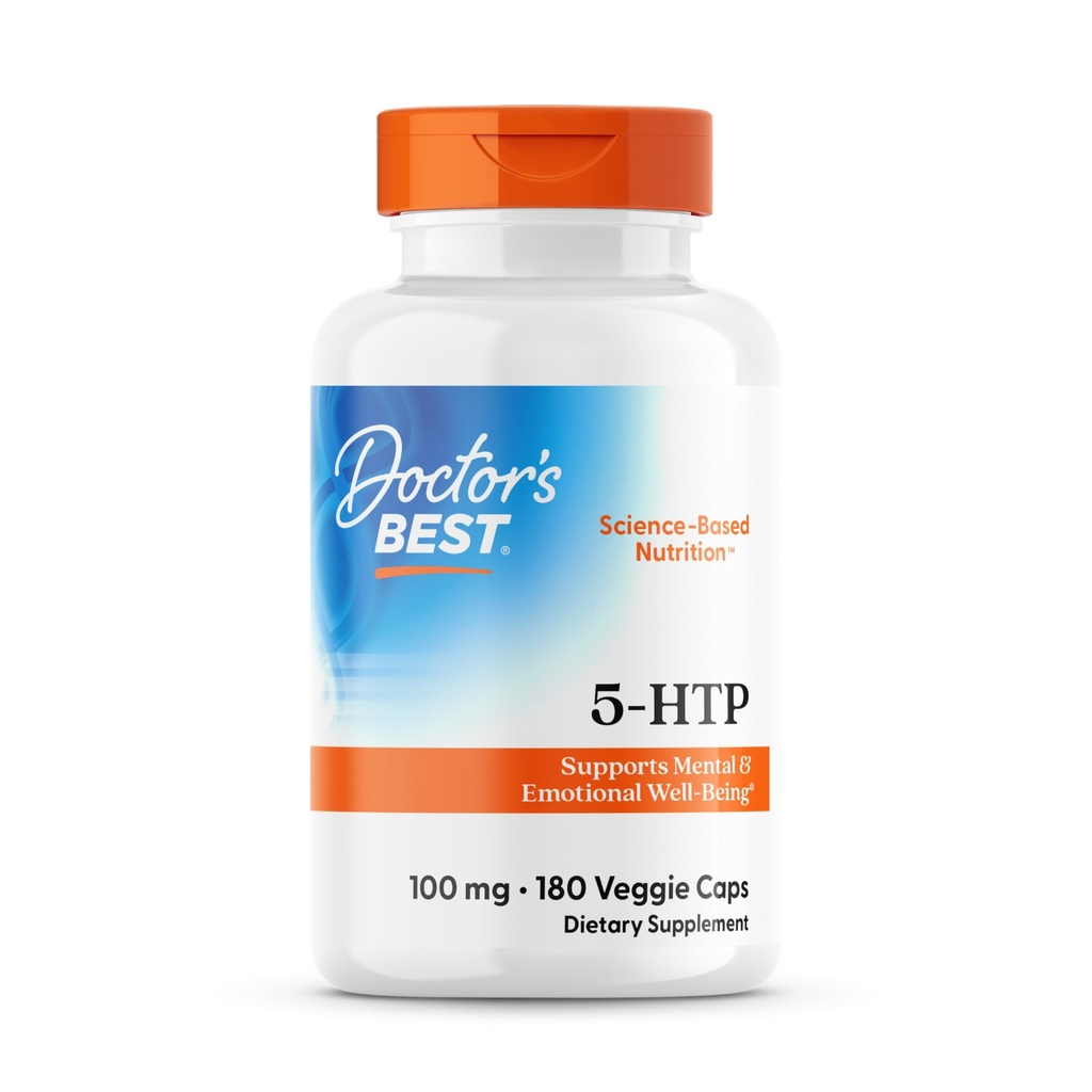 Doctors Best 5-HTP 100mg Capsules - Vegan 5HTP Supplement for Women & Men, Supports Mental & Emotional Well-Being for Adults, Non-GMO, Gluten Free, Soy Free - 180 Veg Caps