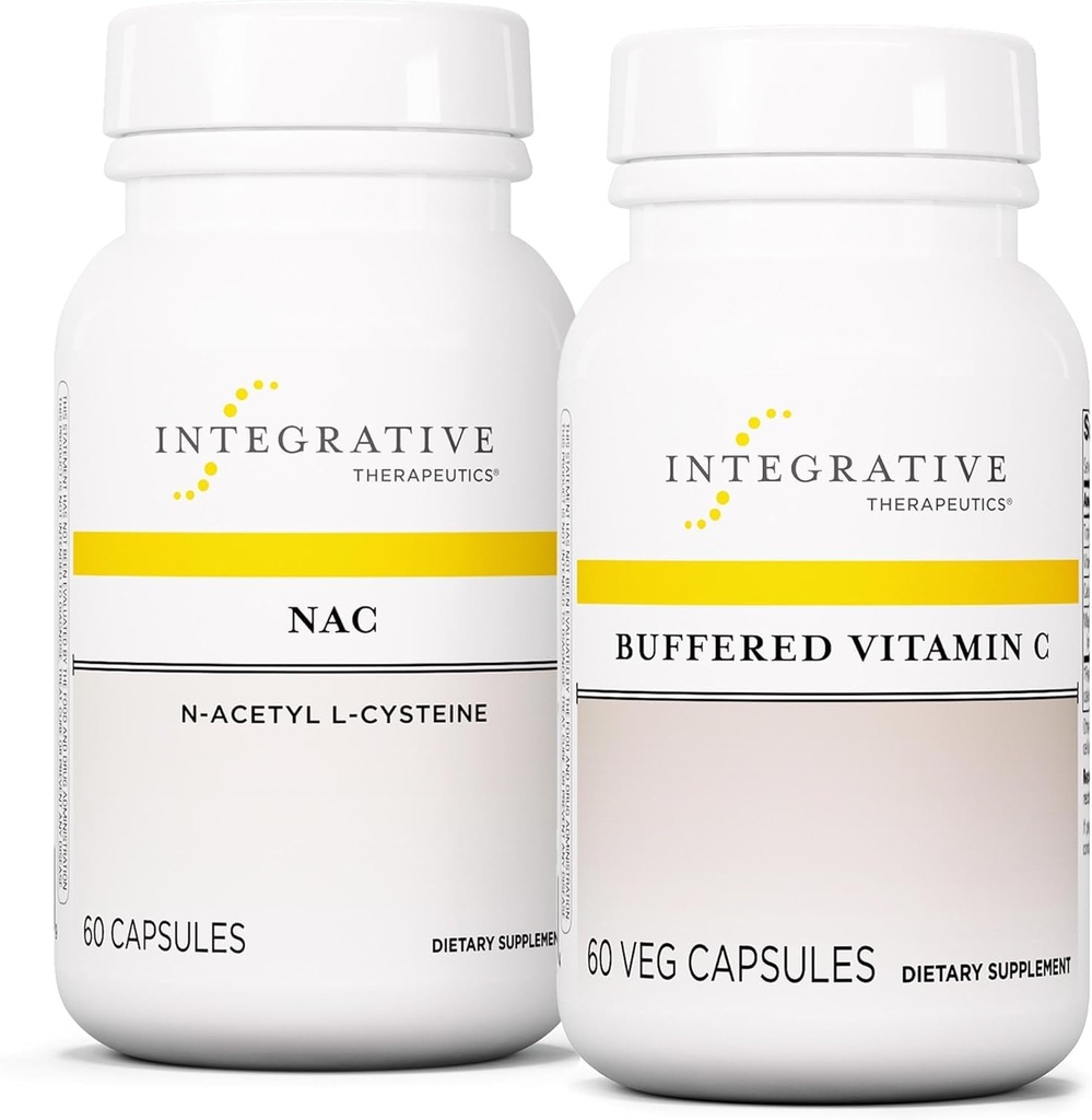 含有增量维生素C C Capsules 1 000 mg, 60 Vegan Capsules & NAC, 60 Capsules - 有抗氧化剂支持的免疫补充* - 支持呼吸和肺功能*