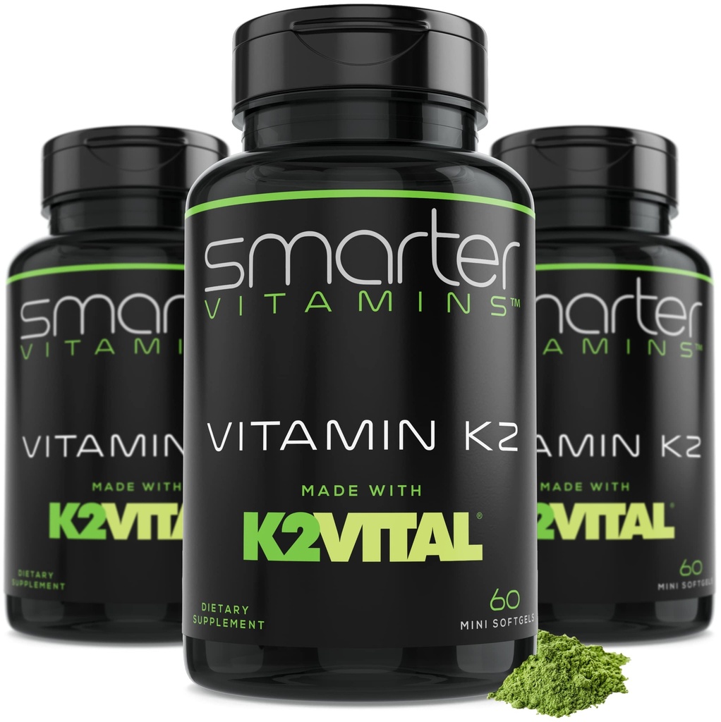 (3包) 智能维生素K2 MK7 100mcg,用K2VITAL和Kale制造,180 液态软胶