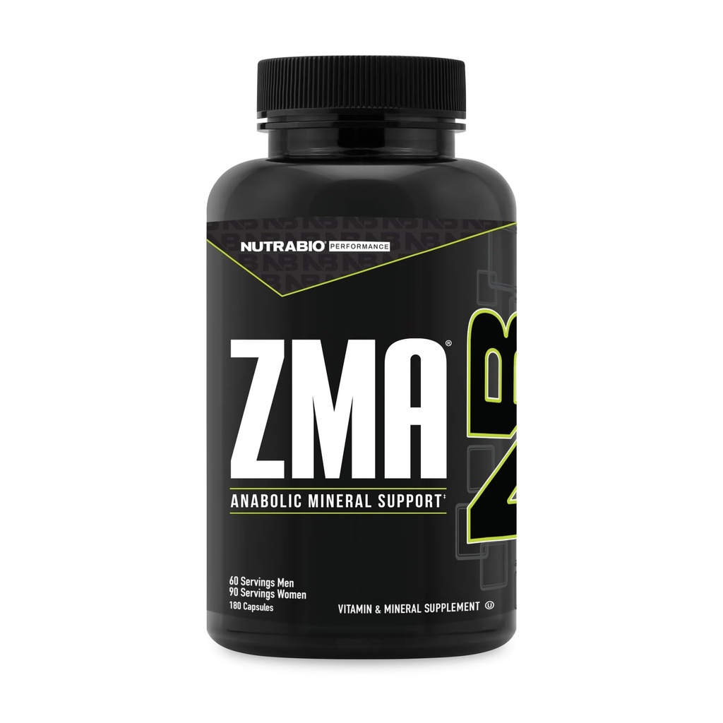 支持荷尔蒙水平的NutraBio ZMA补充剂-锌镁补充剂 支持荷尔蒙水平,峰值性能,睡眠,肌肉恢复,免疫健康,180Ct.