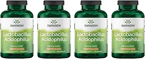 Swanson Lactoballus Acidophilus - 支持消化卫生的增生剂,配以10亿 CMFU Per Capsule - 促进Bowel和GI Tract健康 - (250 Capsules) 4 Pack