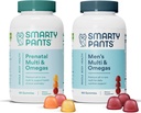 SmartyPants 产前和男子多维特敏胶囊:Omega 3鱼油(EPA/DHA)、生物锡、甲基福尔特、维生素D3、C、维生素B12、B6、A、K和锌用于免疫支持(30天供应)