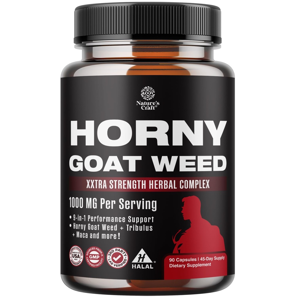 Natures Craft Horny Ginseng for Men - 配有黑马卡根,Tongkat Ali, Saw Palmetto & Panax Ginseng 提取器用于 Stamina & Energy的超强雄性补充剂 - 90 Capsules