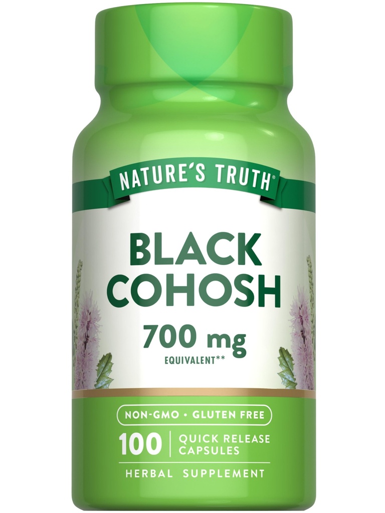 大自然的真理 黑色 Cohosh → 100 Capsules → 根提取 → Non-GMO & Gluten 免费补充