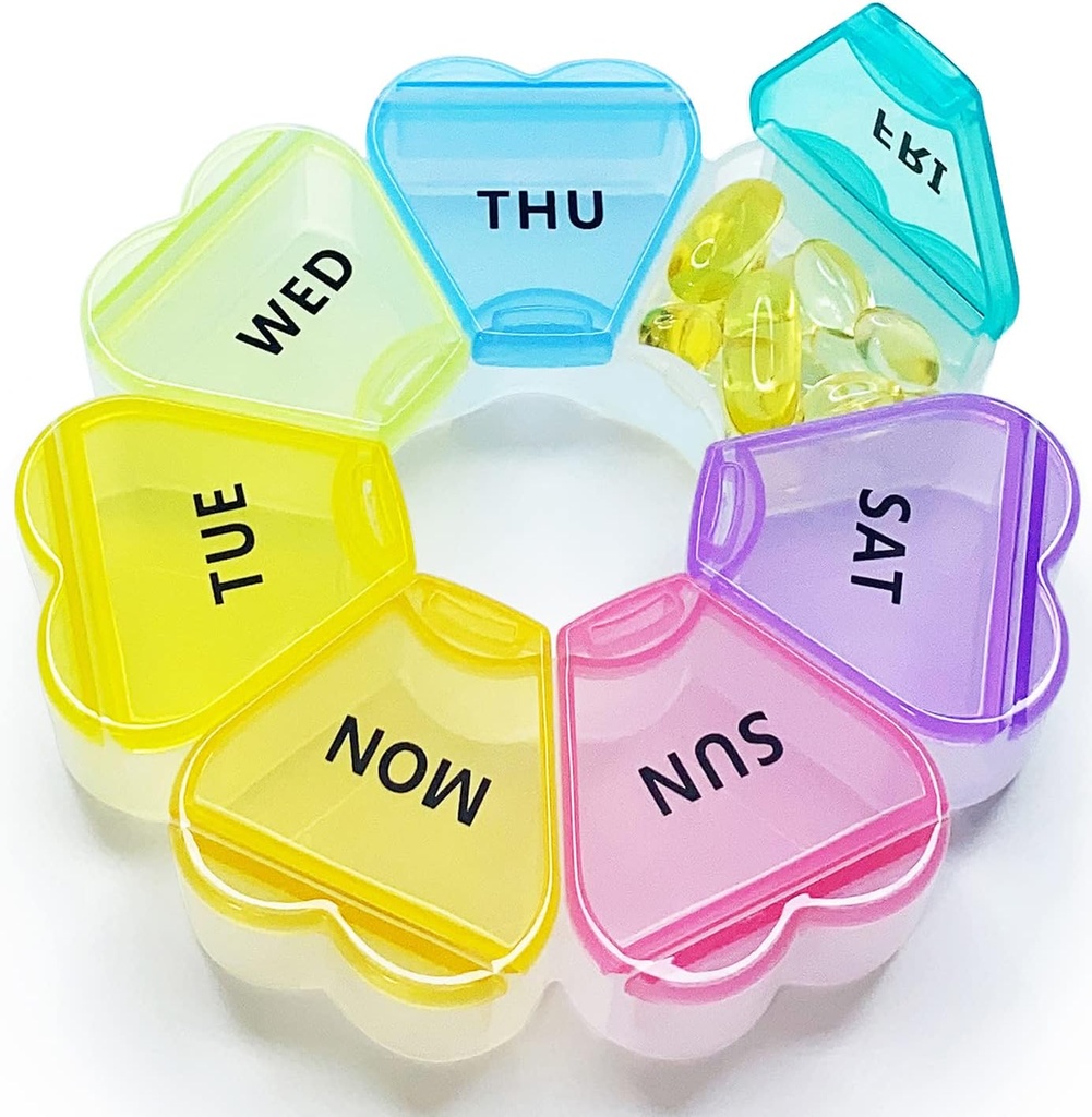 MOLN HYMY 大型每周药盒7天,药盒组织者每天1次,Floral Pill容器每日一次,维生素/鱼油/药剂/补充剂的漂亮药剂师