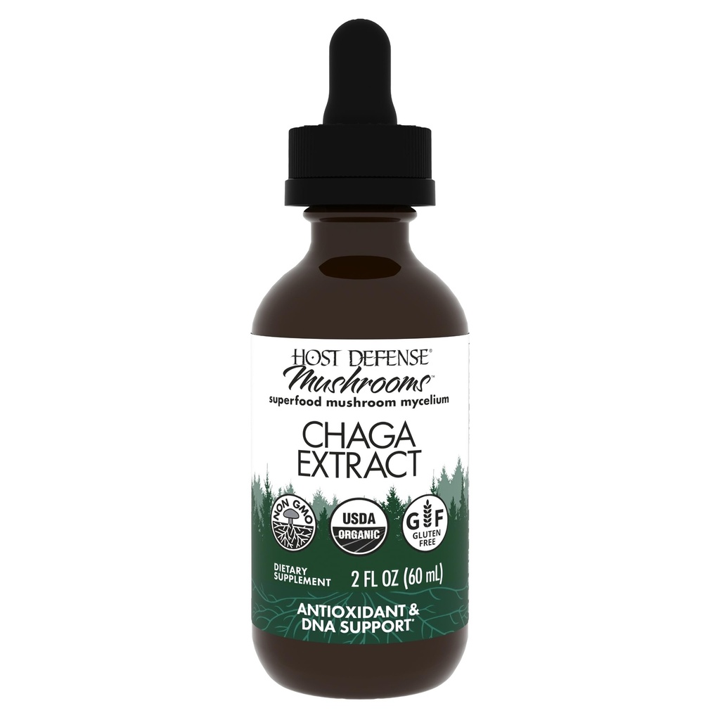 主机Defense Chaga 提取 - 免疫系统支持补充 - 抗氧化剂活动支持的Chaga 蘑菇 - 液体饮食蘑菇补充 - 2 fl oz(60架)*