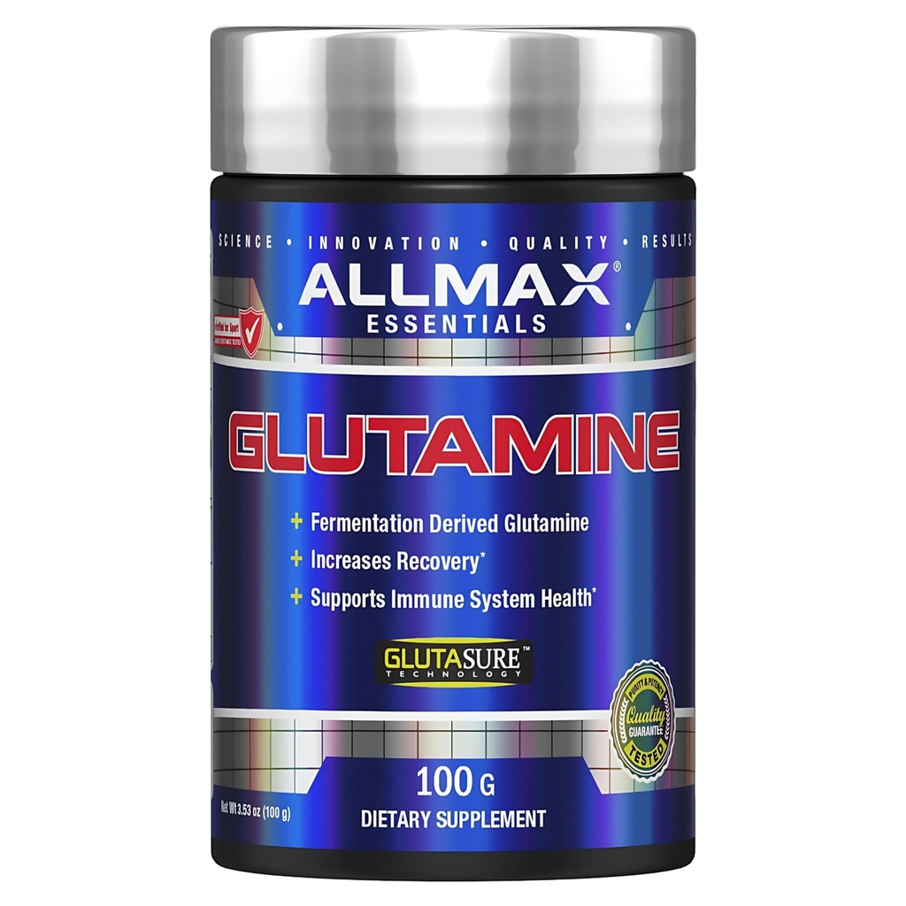 AllMAX 基本材料 GLUTAMINE - 100 g 粉末 - 发酵 - 惯用Glutamine - 增加恢复和支持免疫系统 - Gluten Free & Vegan - 20 services