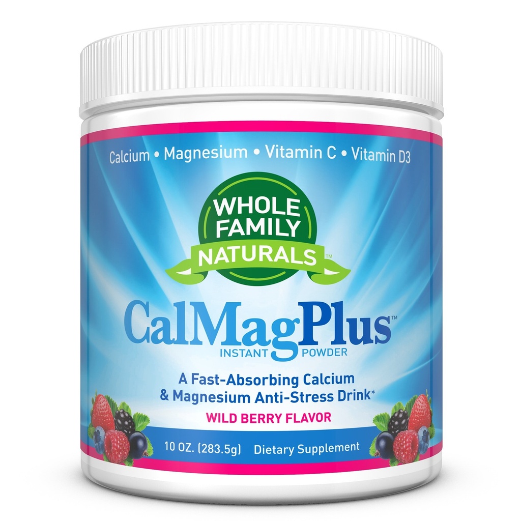 镁酸钙补充剂 - CalMag Plus 配有维生素C & D3 - Gluten Free, NN GMO, Wild Berry Flavor - 天然平静和应激救济 Cal Mag 饮料 - 天然平静 钙和镁粉