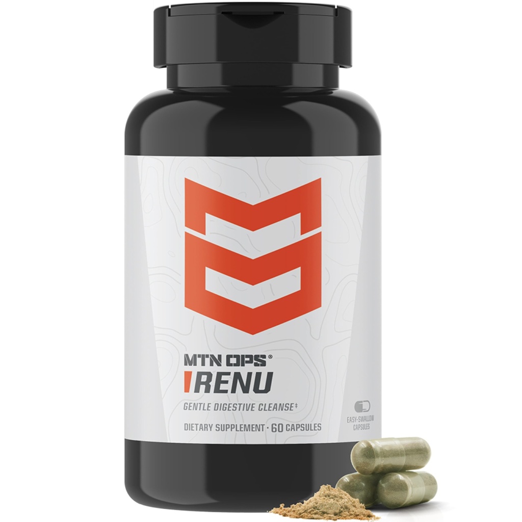 MTN OPS Renu for Gentle Digestive Cleanse, Psyllium Husk Powder for Digestive Health and Detabolism Pooster, 60 Capsules, 30 services (英语).