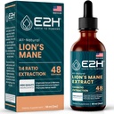 Lions Mane - Lions Mane 补编 - 促进精神清晰,记忆和焦点 - Lions Mane 液体用于免疫支持 - 蘑菇丁香 - 2 Fl Oz by E2H