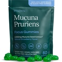 多巴胺补充剂 - 无糖 Mucuna Pruriens Gummys (2g/ service) 能源与焦点 Gummys - Potent Mucuna Pruriens Calm Mood and Motiment, Vegan, Non-GMO, Gluten-Free, 60ct