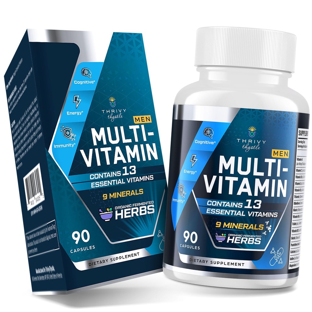 Men Multivitamins 50 Plus - 配有发酵草药提取物和43种维生素及矿物的男子每日多维他明 - 男子维生素支持记忆和大脑,能源,骨质健康