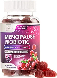 女性Gummy的更年期补充剂 -- -- 与Black Cohosh、Cranberry 3亿CFU Probiotics -- -- 热闪光、夜汗、阴道健康支助完全的更年期救济平衡 -- -- 60名Gummy