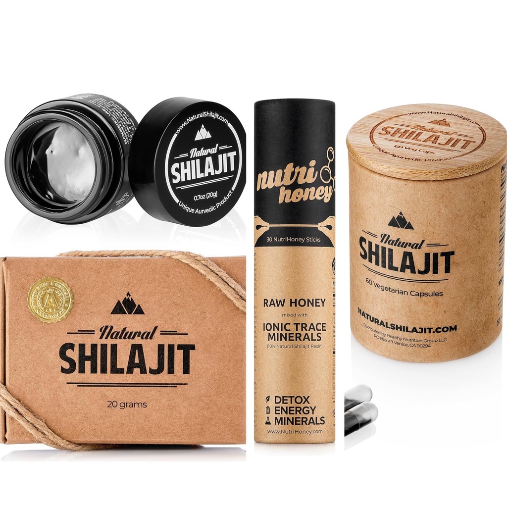 NatURAL SHILAJIT Resin 20G, 希拉吉特 蜜棒 30 伯爵 Capsules 60 伯爵