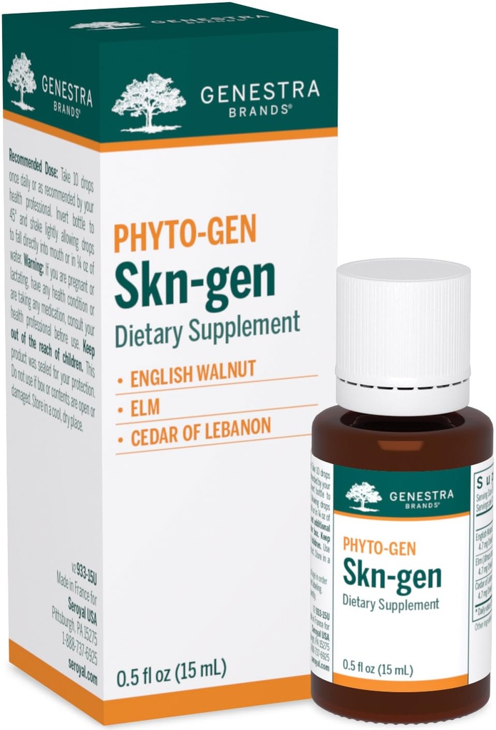 Genestra Brands Skn-gen QQ英语 Walnut, Elm, and Cedar of Libbean Herbal Supplement QQ 0.5 fl. oz. (英语).