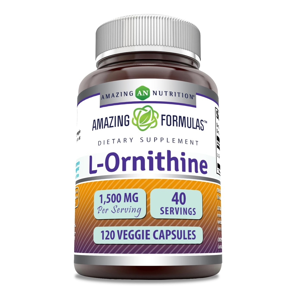 (原始内容存档于2018-03-05). Excellent Formulals L-Ornithine 1500 Mg Per Servicting Veggie Capsules Supplement QQN-GMO Gluten Free QQQ 在美国制造(120个计数).