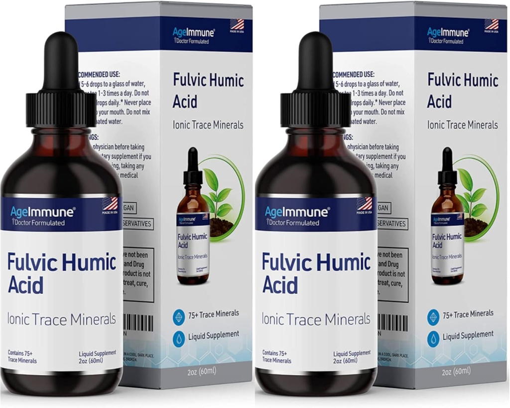 Fulvic Humic酸液补充剂. 植物衍生矿物投放,75个以上用于能源增殖的追踪矿物,最多8个月的供应量,浓度250%.每瓶2 8美元。