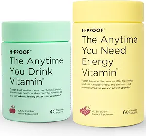 H-PROOF Bundle & Save, The Anytime You Drinking Vitamin, 40 Chewable Tables (20 services), 黑樱桃 & The Anytime You need Energy Vitamin, 60 Chewable Tables (30 services), 混合莓