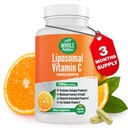 Liposomal Vitamin C 补充药 1200 mg - 高吸附性180 Vegan Capsules 脂肪溶性VIT C 最大强度免疫系统和Collagen促进剂,葵花莱辛