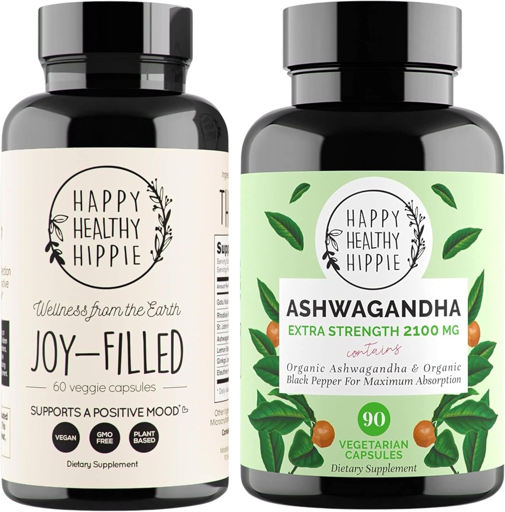 快乐健康嬉皮 欢乐-填满的迷你支助补编+有机Ashwagandha压力支助补编