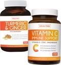 维他命 C 免疫支持和Turmeric Curcumin - 日常支持:Immune + 联合健康 - 免疫支持 - 维他命 C 与锌(非GMO) & Turmeric Curcumin - 黑椒提取(非GMO)