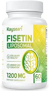 Fisetin 1,200mg Liposomal Fisetin 补充 98%纯菲塞廷多酚抗氧化剂 健康免疫 老年认知支持 非GMO 60卡普尔