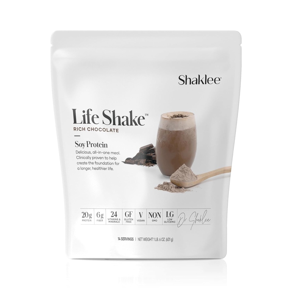 沙克莱生命 Shakele Life ShakeTM 豆蛋白 富含巧克力 - 用20g蛋白,6g纤维,24个维生素和矿物 完成膳食替换 - 非GMO - 14个服务